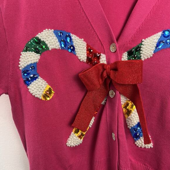 Queen of Sparkles Christmas Candy Cane Cardigan – Special Edition Sequin Holiday - Picture 4 of 10